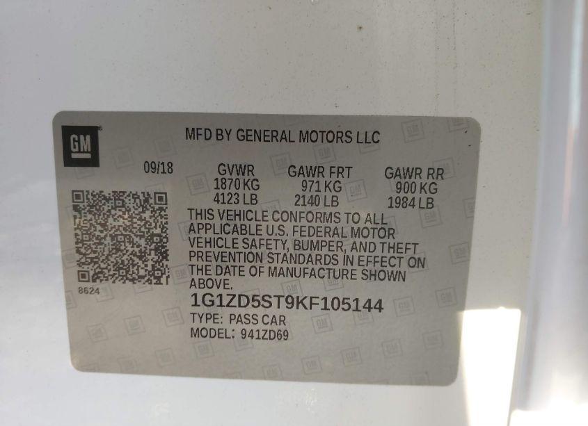 Photo 9 of 2019 Chevrolet Malibu LT (VIN 1G1ZD5ST9KF105144)