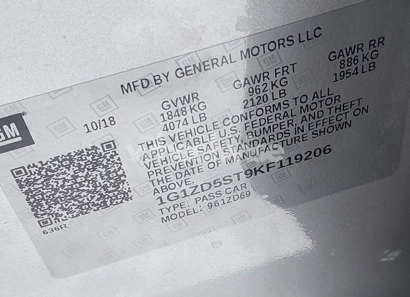 Photo 9 of 2019 Chevrolet Malibu LT (VIN 1G1ZD5ST9KF119206)