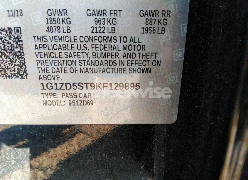 Photo 9 of 2019 Chevrolet Malibu LT (VIN 1G1ZD5ST9KF129895)