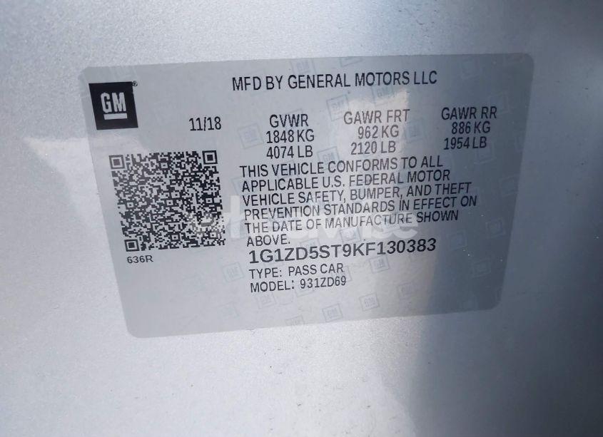 Photo 9 of 2019 Chevrolet Malibu LT (VIN 1G1ZD5ST9KF130383)