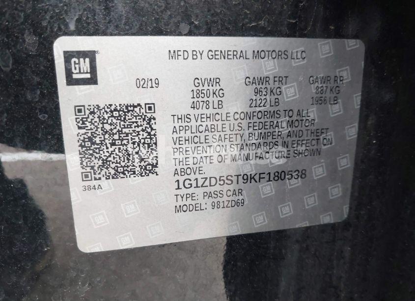 Photo 9 of 2019 Chevrolet Malibu LT (VIN 1G1ZD5ST9KF180538)