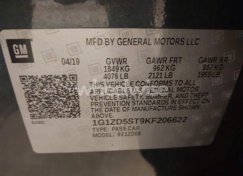 Photo 9 of 2019 Chevrolet Malibu LT (VIN 1G1ZD5ST9KF206622)