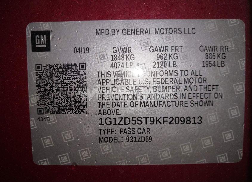 Photo 9 of 2019 Chevrolet Malibu LT (VIN 1G1ZD5ST9KF209813)