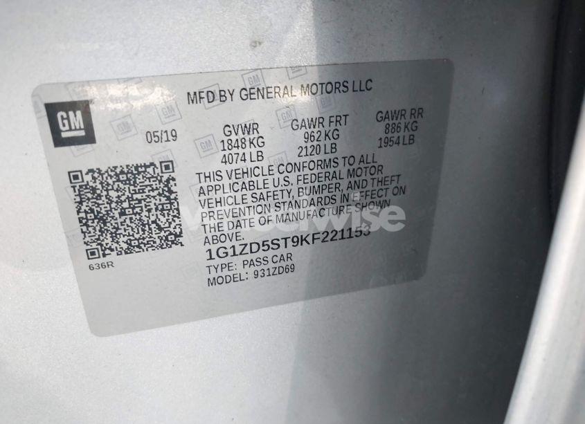 Photo 9 of 2019 Chevrolet Malibu LT (VIN 1G1ZD5ST9KF221153)