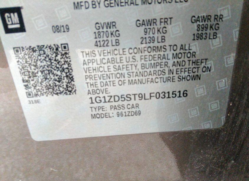 Photo 9 of 2020 Chevrolet Malibu LT (VIN 1G1ZD5ST9LF031516)