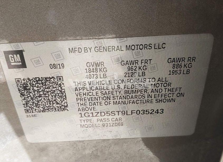 Photo 9 of 2020 Chevrolet Malibu FWD LT (VIN 1G1ZD5ST9LF035243)