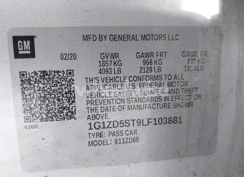 Photo 9 of 2020 Chevrolet Malibu FWD LT (VIN 1G1ZD5ST9LF103881)