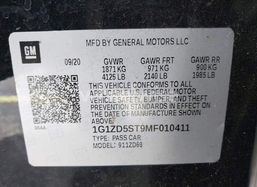 Photo 9 of 2021 Chevrolet Malibu FWD LT (VIN 1G1ZD5ST9MF010411)