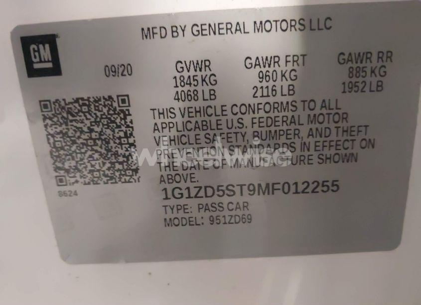 Photo 9 of 2021 Chevrolet Malibu FWD LT (VIN 1G1ZD5ST9MF012255)