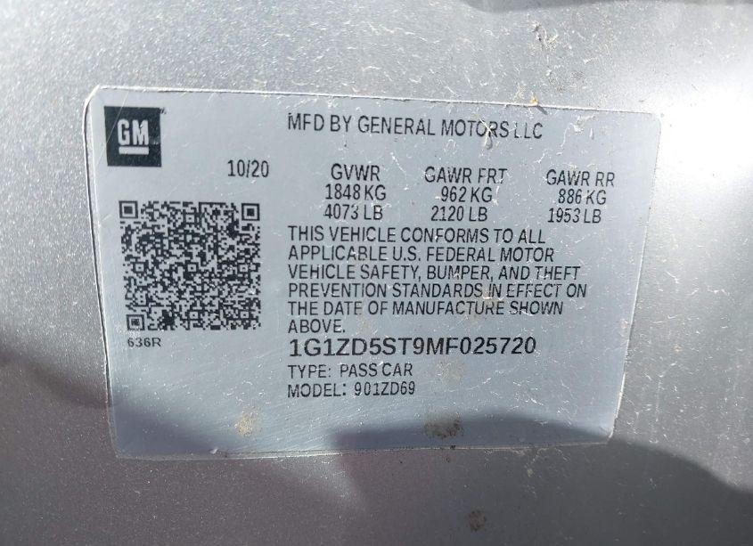 Photo 9 of 2021 Chevrolet Malibu FWD LT (VIN 1G1ZD5ST9MF025720)