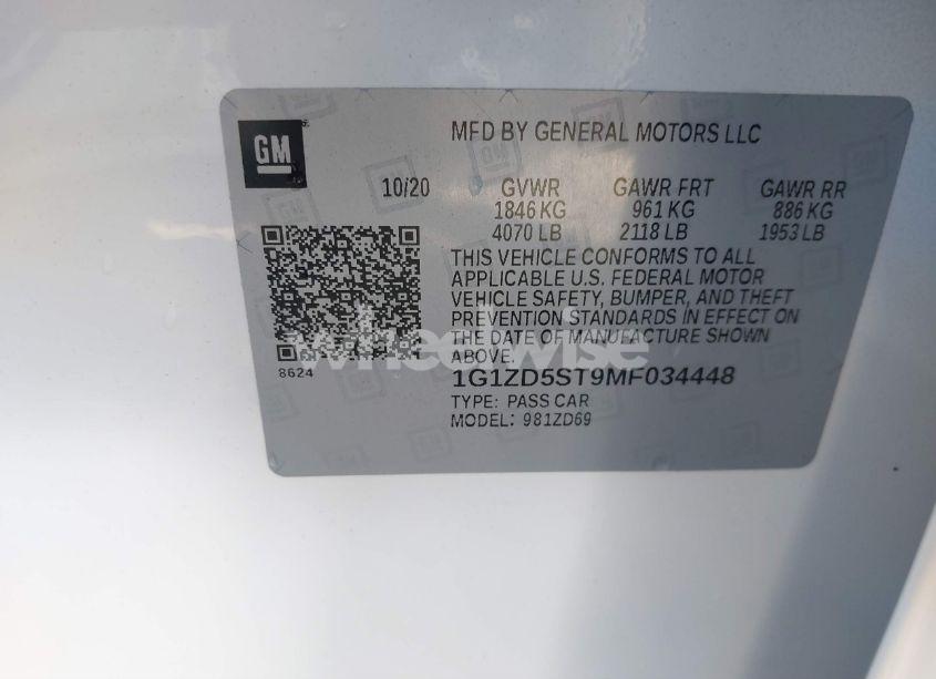 Photo 9 of 2021 Chevrolet Malibu FWD LT (VIN 1G1ZD5ST9MF034448)