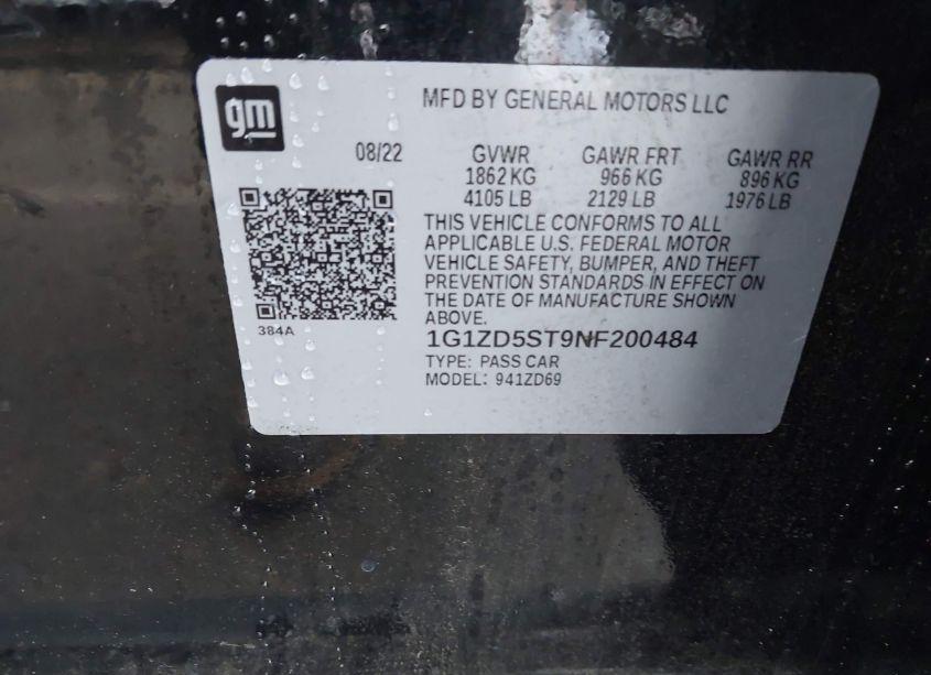 Photo 9 of 2022 Chevrolet Malibu FWD LT (VIN 1G1ZD5ST9NF200484)