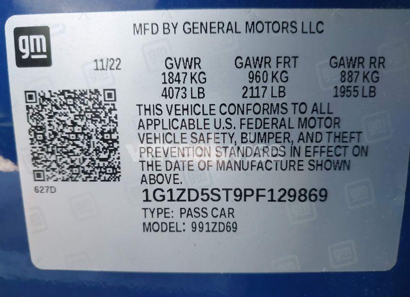 Photo 9 of 2023 Chevrolet Malibu FWD 1LT (VIN 1G1ZD5ST9PF129869)