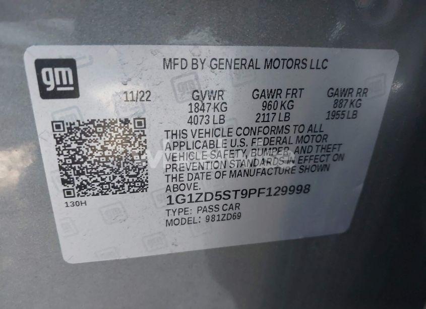 Photo 9 of 2023 Chevrolet Malibu FWD 1LT (VIN 1G1ZD5ST9PF129998)