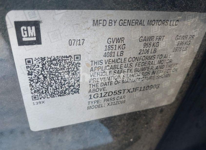 Photo 9 of 2018 Chevrolet Malibu LT (VIN 1G1ZD5STXJF110903)