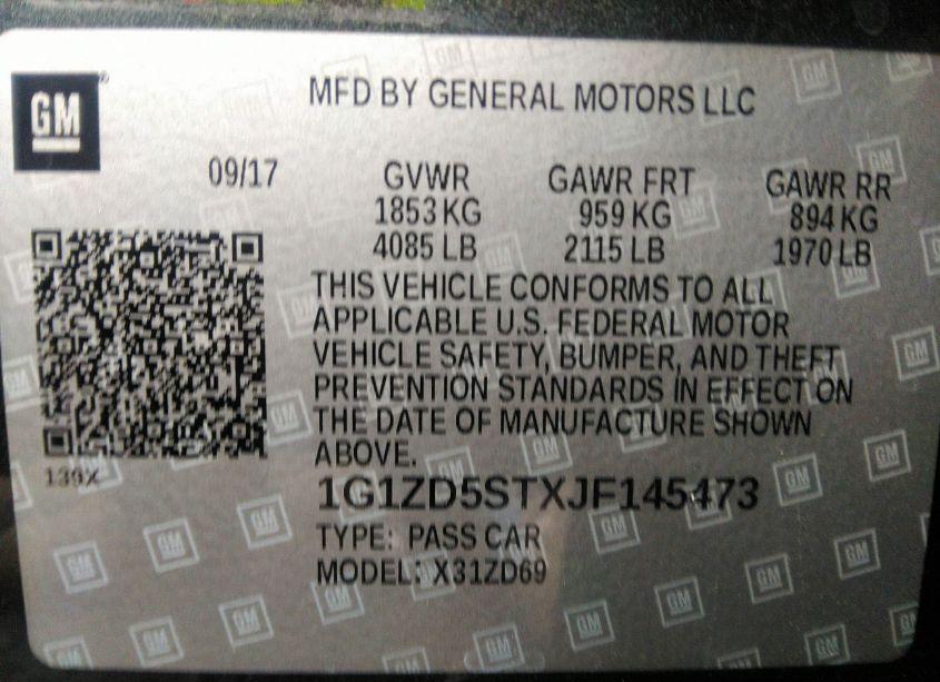 Photo 9 of 2018 Chevrolet Malibu LT (VIN 1G1ZD5STXJF145473)