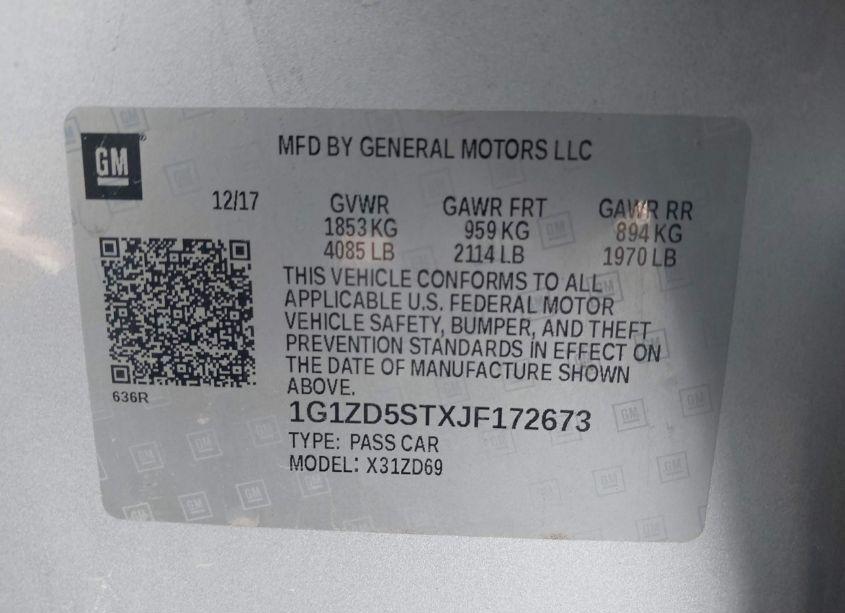 Photo 9 of 2018 Chevrolet Malibu LT (VIN 1G1ZD5STXJF172673)