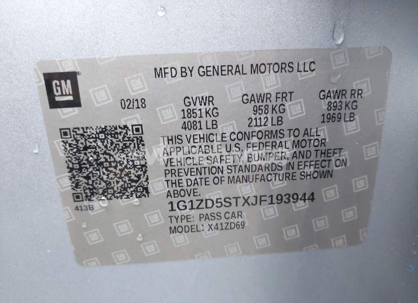 Photo 9 of 2018 Chevrolet Malibu LT (VIN 1G1ZD5STXJF193944)