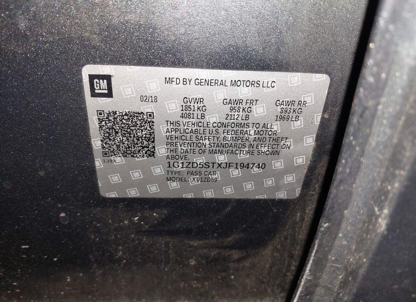 Photo 9 of 2018 Chevrolet Malibu LT (VIN 1G1ZD5STXJF194740)