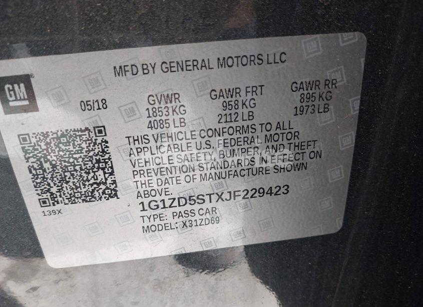 Photo 9 of 2018 Chevrolet Malibu LT (VIN 1G1ZD5STXJF229423)