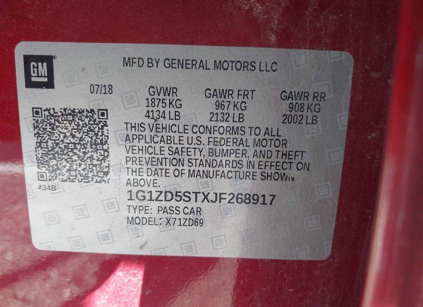 Photo 9 of 2018 Chevrolet Malibu LT (VIN 1G1ZD5STXJF268917)