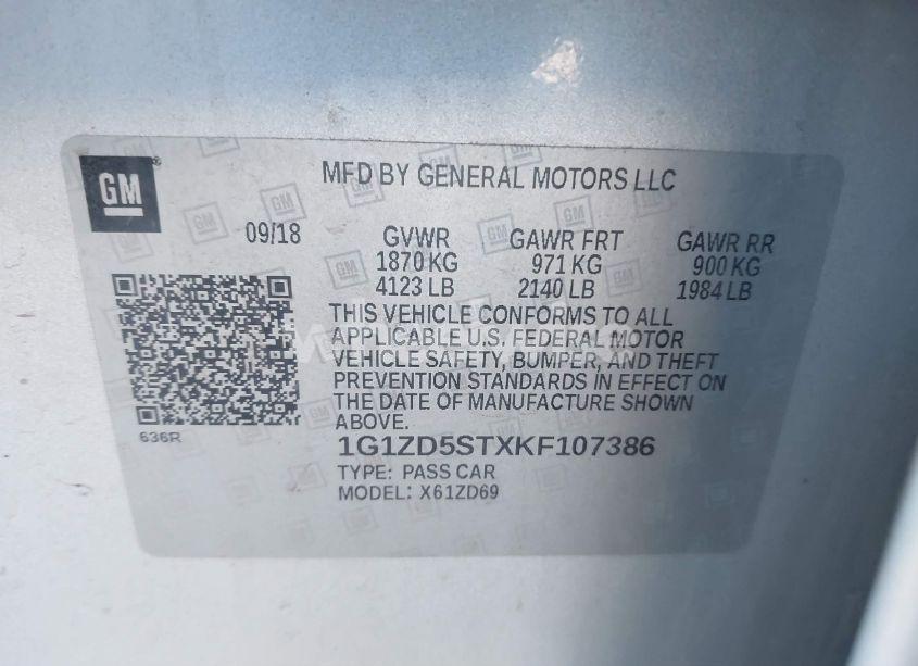 Photo 9 of 2019 Chevrolet Malibu LT (VIN 1G1ZD5STXKF107386)