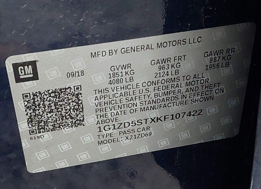 Photo 9 of 2019 Chevrolet Malibu LT (VIN 1G1ZD5STXKF107422)