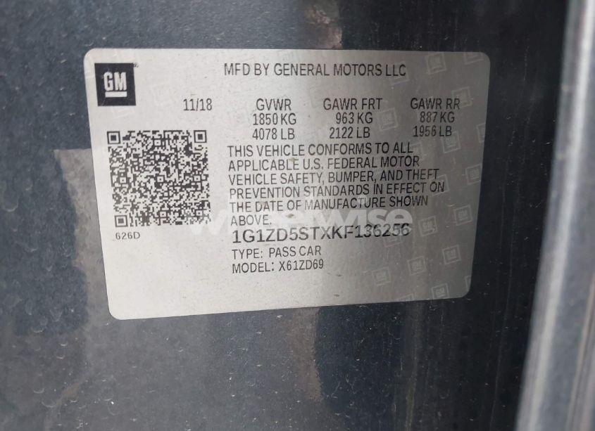 Photo 9 of 2019 Chevrolet Malibu LT (VIN 1G1ZD5STXKF136256)