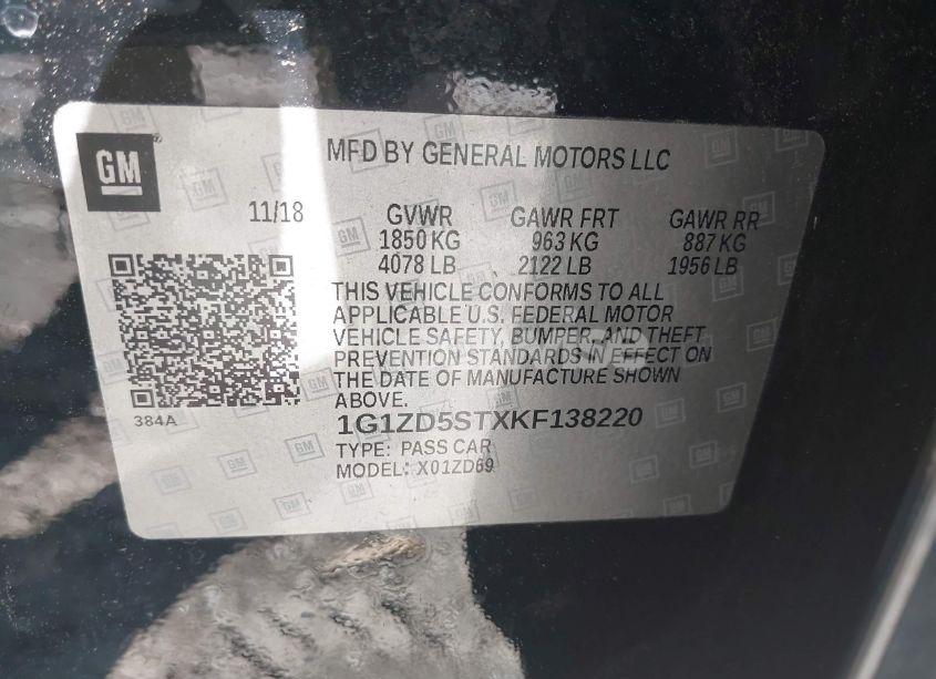 Photo 9 of 2019 Chevrolet Malibu LT (VIN 1G1ZD5STXKF138220)