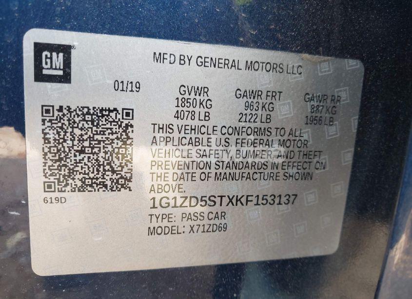 Photo 9 of 2019 Chevrolet Malibu LT (VIN 1G1ZD5STXKF153137)