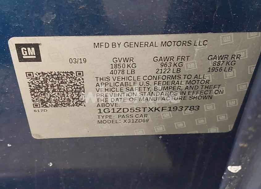 Photo 9 of 2019 Chevrolet Malibu LT (VIN 1G1ZD5STXKF193783)