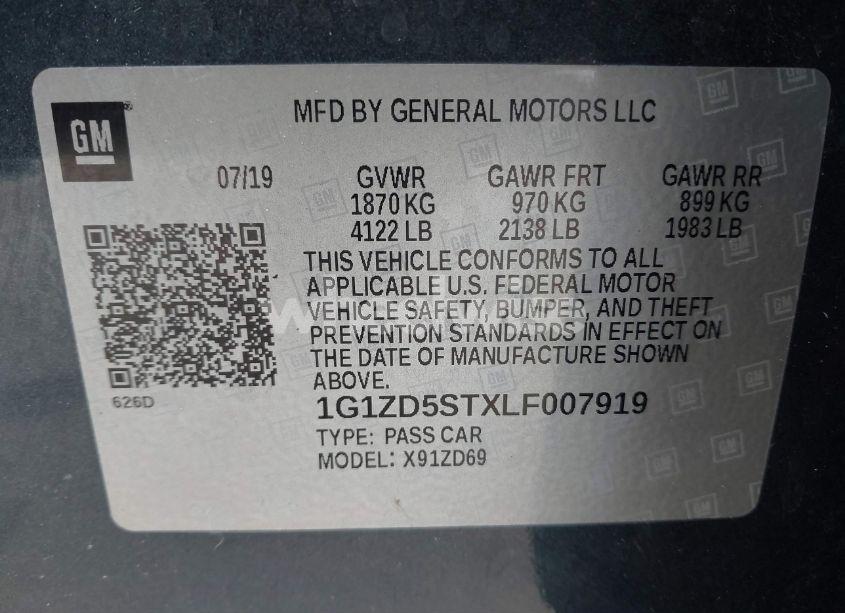 Photo 9 of 2020 Chevrolet Malibu FWD LT (VIN 1G1ZD5STXLF007919)