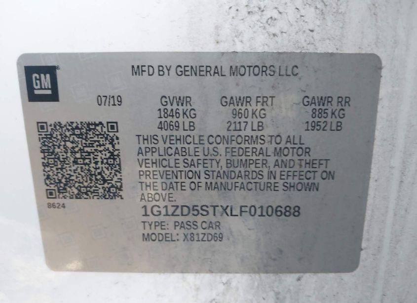 Photo 9 of 2020 Chevrolet Malibu FWD LT (VIN 1G1ZD5STXLF010688)
