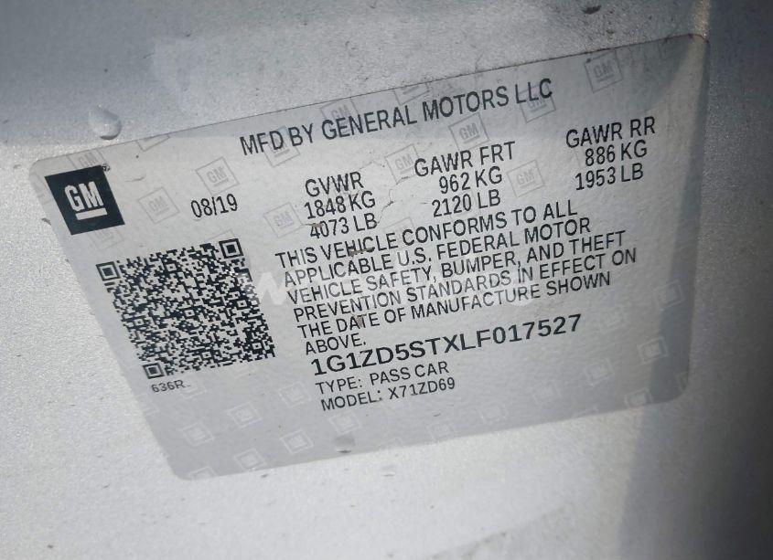 Photo 9 of 2020 Chevrolet Malibu FWD LT (VIN 1G1ZD5STXLF017527)