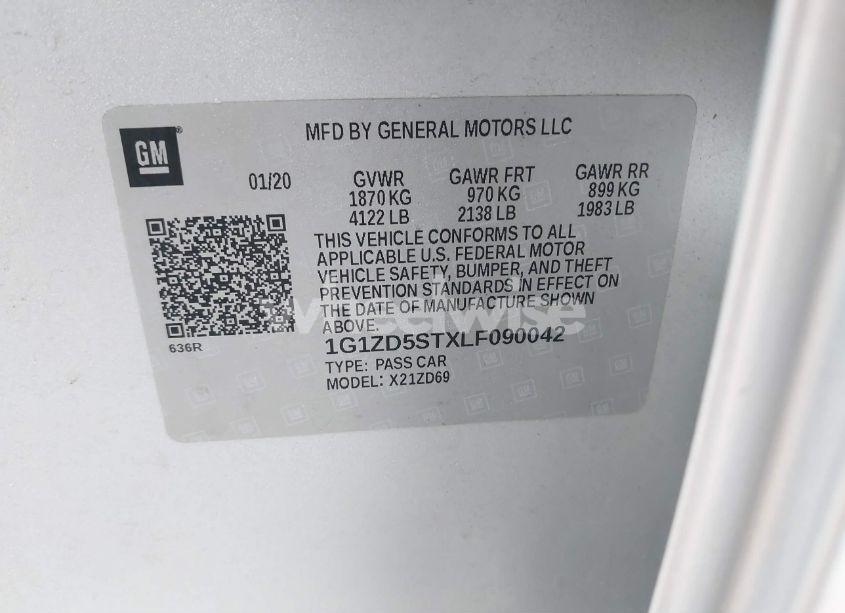 Photo 9 of 2020 Chevrolet Malibu FWD LT (VIN 1G1ZD5STXLF090042)