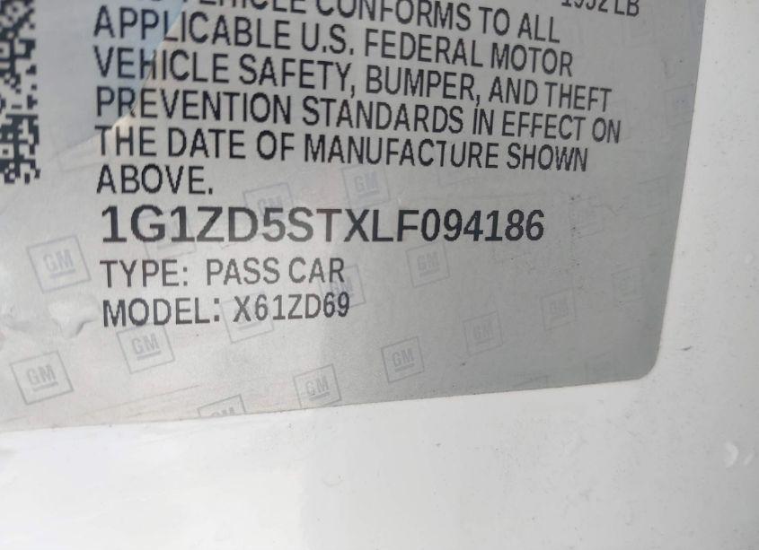 Photo 9 of 2020 Chevrolet Malibu FWD LT (VIN 1G1ZD5STXLF094186)