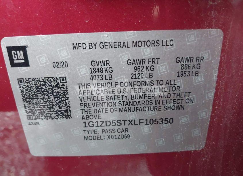 Photo 9 of 2020 Chevrolet Malibu FWD LT (VIN 1G1ZD5STXLF105350)