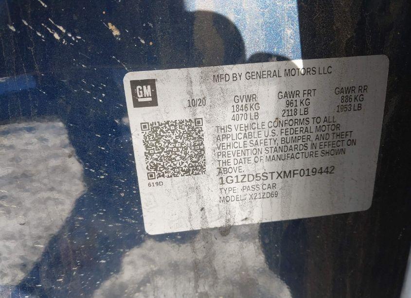 Photo 9 of 2021 Chevrolet Malibu FWD LT (VIN 1G1ZD5STXMF019442)