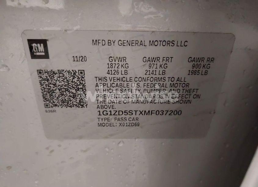 Photo 9 of 2021 Chevrolet Malibu FWD LT (VIN 1G1ZD5STXMF037200)