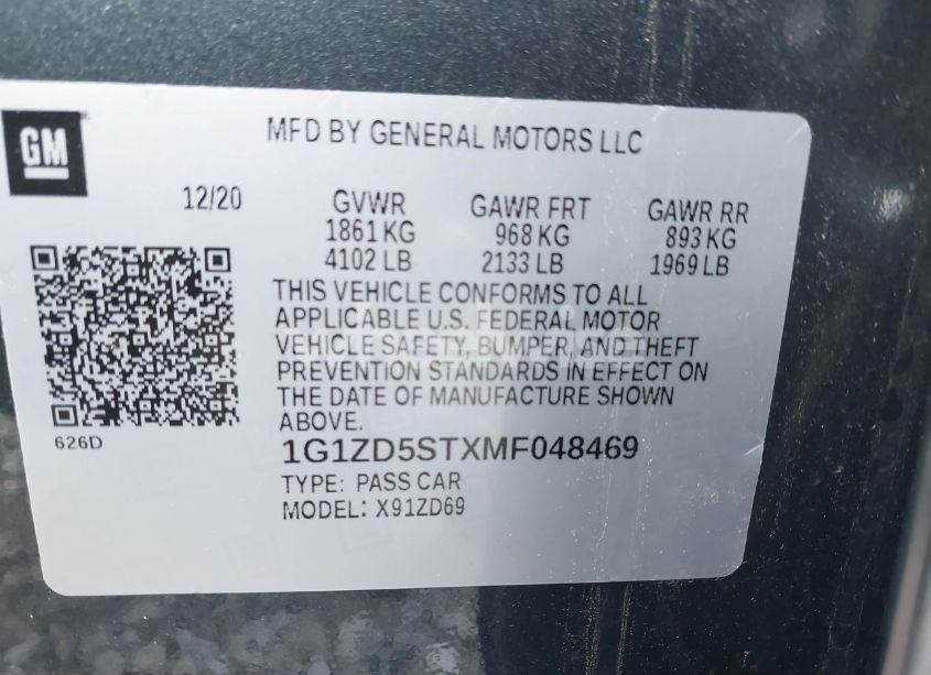 Photo 9 of 2021 Chevrolet Malibu FWD LT (VIN 1G1ZD5STXMF048469)