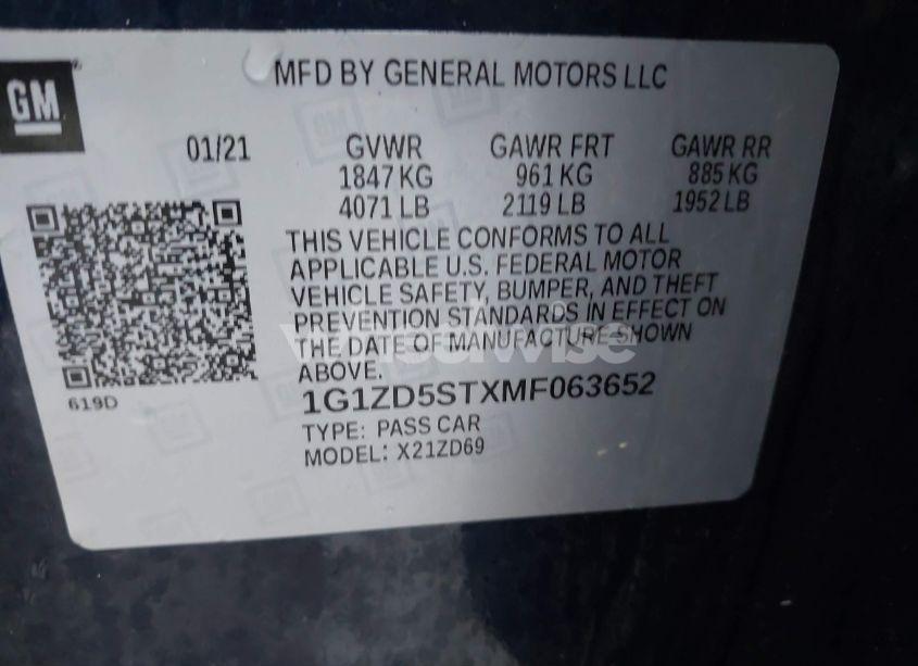 Photo 9 of 2021 Chevrolet Malibu FWD LT (VIN 1G1ZD5STXMF063652)