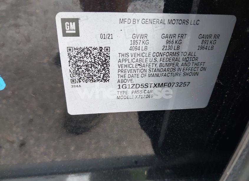 Photo 9 of 2021 Chevrolet Malibu FWD LT (VIN 1G1ZD5STXMF073257)