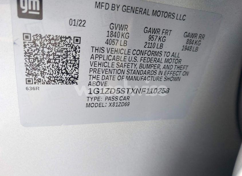 Photo 9 of 2022 Chevrolet Malibu FWD LT (VIN 1G1ZD5STXNF110258)