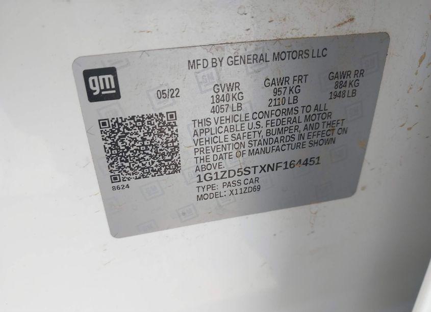 Photo 9 of 2022 Chevrolet Malibu FWD LT (VIN 1G1ZD5STXNF164451)