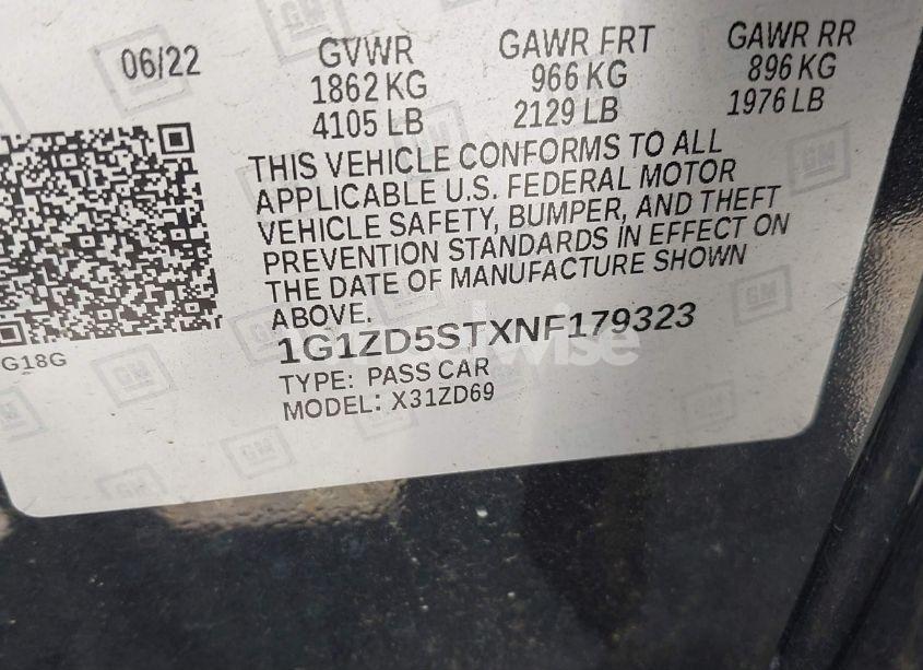 Photo 9 of 2022 Chevrolet Malibu FWD LT (VIN 1G1ZD5STXNF179323)