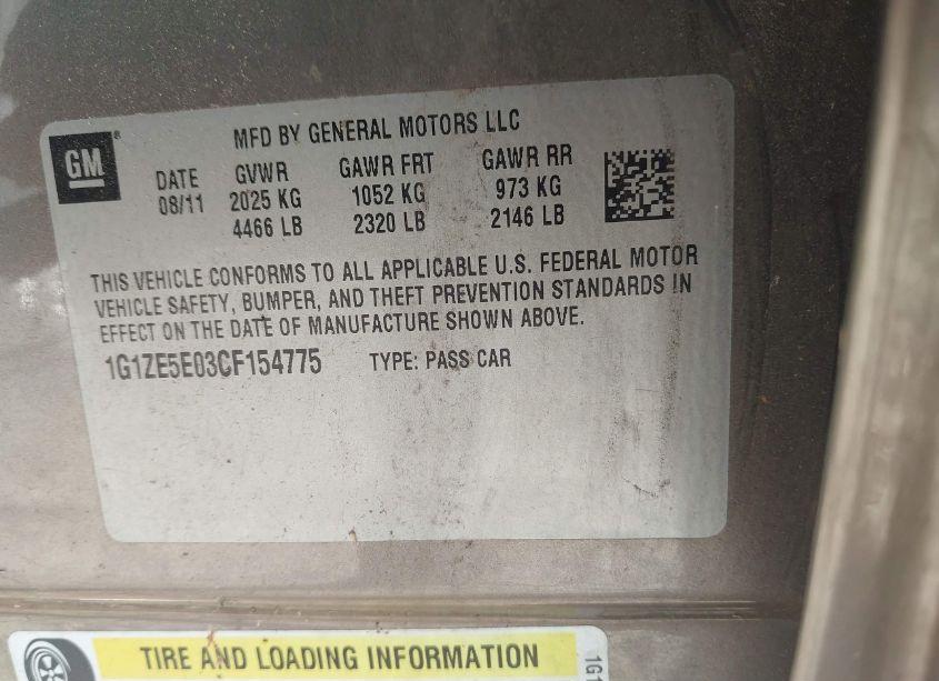 Photo 9 of 2012 Chevrolet Malibu 1LZ (VIN 1G1ZE5E03CF154775)