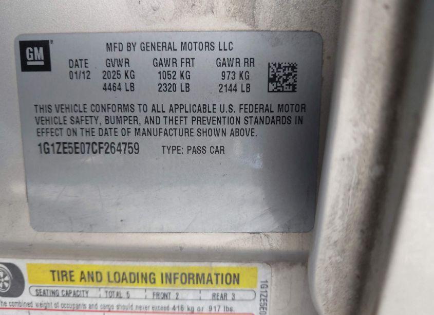 Photo 9 of 2012 Chevrolet Malibu 1LZ (VIN 1G1ZE5E07CF264759)