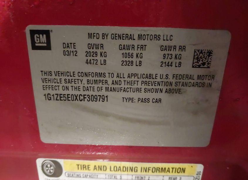 Photo 9 of 2012 Chevrolet Malibu 1LZ (VIN 1G1ZE5E0XCF309791)