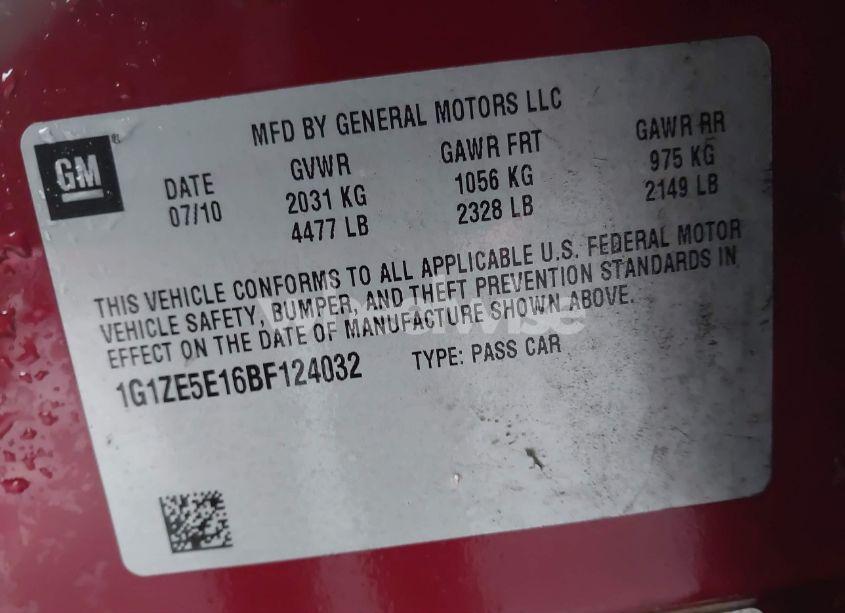 Photo 9 of 2011 Chevrolet Malibu LTZ (VIN 1G1ZE5E16BF124032)