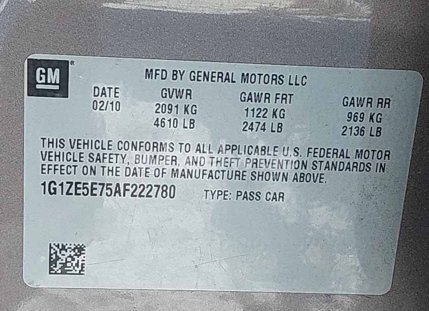 Photo 9 of 2010 Chevrolet Malibu LTZ (VIN 1G1ZE5E75AF222780)